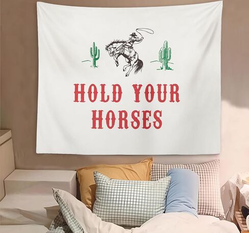 OXW Western Horse نسيج الجدار شنقا - نسيج ريفي خمر، الرجعية الجمالية الصبار جدار بطانية ديكور لغرفة النوم غرفة المعيشة النوم، 50x60 بوصة in Kuwait