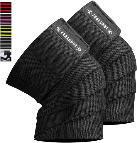 Zealspot Knee Wraps(Pair) Compression & Elastic Support for Cross Training,WODs,Gym, Workout,Weightlifting,Fitness & Powerlifting – Best Knee Straps for Squats -for Men & Women- 72" in Saudi Arabia