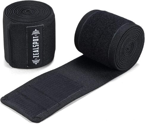 Zealspot Knee Wraps(Pair) Compression & Elastic Support for Cross Training,WODs,Gym, Workout,Weightlifting,Fitness & Powerlifting – Best Knee Straps for Squats -for Men & Women- 72" in Saudi Arabia