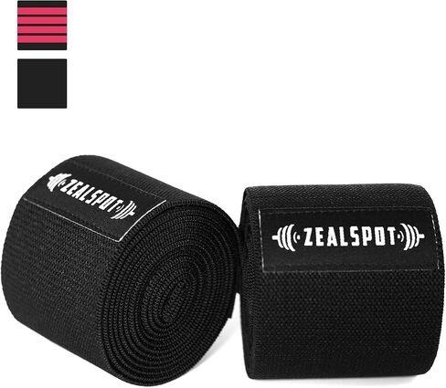 Zealspot Knee Wraps(Pair) Compression & Elastic Support for Cross Training,WODs,Gym, Workout,Weightlifting,Fitness & Powerlifting – Best Knee Straps for Squats -for Men & Women- 72" in Saudi Arabia