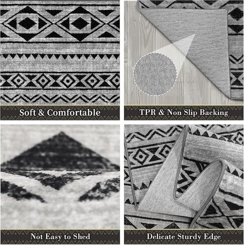Geometric Runner Rugs Black 2x6 Hallway Rugs Moroccan Non Slip Rugs Machine Washable Rugs for Kitchen Laundry Room Mat Bedside Rugs Throw Rugs for Entryway Bathroom Rugs Vintage Entrance in Saudi Arabia