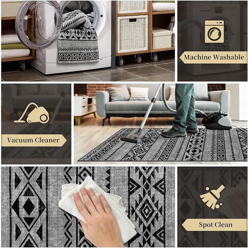 Geometric Runner Rugs Black 2x6 Hallway Rugs Moroccan Non Slip Rugs Machine Washable Rugs for Kitchen Laundry Room Mat Bedside Rugs Throw Rugs for Entryway Bathroom Rugs Vintage Entrance in Saudi Arabia