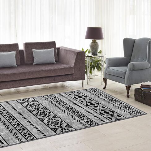 Geometric Runner Rugs Black 2x6 Hallway Rugs Moroccan Non Slip Rugs Machine Washable Rugs for Kitchen Laundry Room Mat Bedside Rugs Throw Rugs for Entryway Bathroom Rugs Vintage Entrance in Saudi Arabia