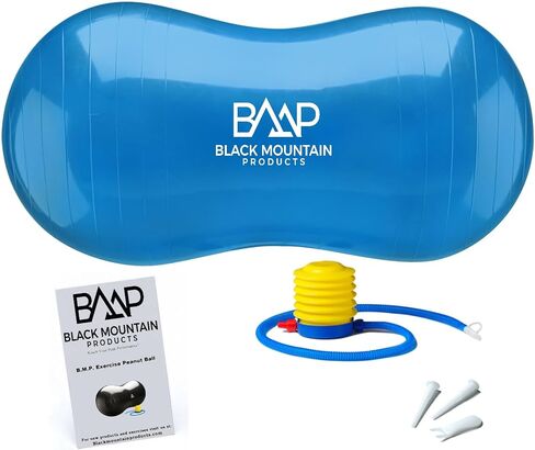 Black Mountain Products Exercise Stability Yoga Peanut Ball, Foot Pump, Ball Plug, Plug Puller, 2000 Lbs Static Weight Capacity Antiburst in Saudi Arabia