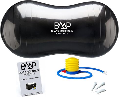 Black Mountain Products Exercise Stability Yoga Peanut Ball, Foot Pump, Ball Plug, Plug Puller, 2000 Lbs Static Weight Capacity Antiburst in Saudi Arabia