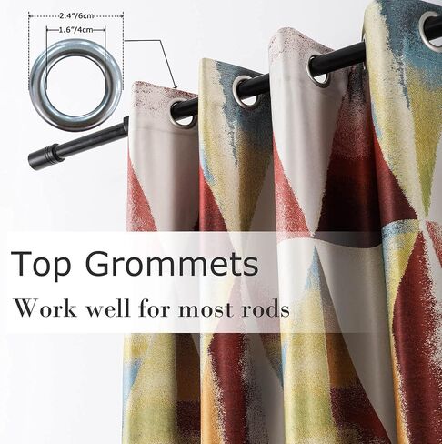 VOGOL Colorful Geometric Printed Blackout Curtains for Bedroom, Thick Soft Thermal Insulated Room Darkening Drapes, Grommet Noise Reducing Kitchen Curtain, 2 Panels, 52 x 84 in Kuwait