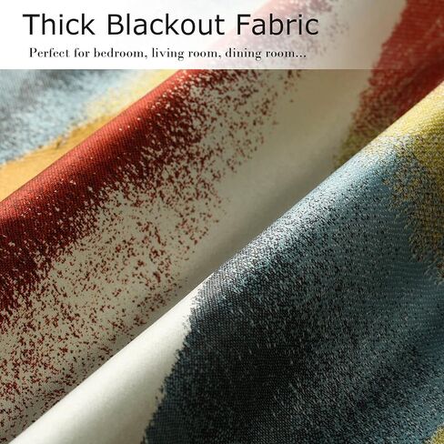 VOGOL Colorful Geometric Printed Blackout Curtains for Bedroom, Thick Soft Thermal Insulated Room Darkening Drapes, Grommet Noise Reducing Kitchen Curtain, 2 Panels, 52 x 84 in Kuwait