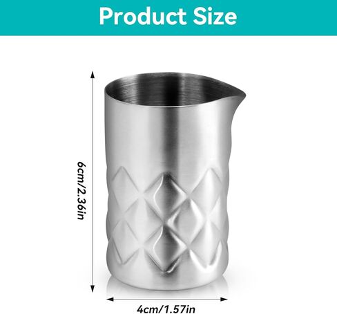 Cocktail Mixing Glass, Mini Stainless Steel Bar Mixing Pitcher for Stirring Drinks Whisky Stirring Tin Unbreakable Mixing Beaker with Grids Pattern Professional Bartender Mixing Glass in Saudi Arabia