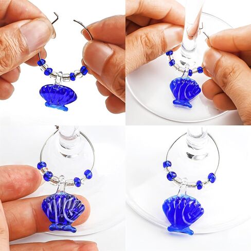 HDCRYSTALGIFTS شجرة مرجانية زجاجية مقاس 5.5 بوصة مع زخارف ساحرة للنبيذ - مجموعة من 6 صانعات زجاج نبيذ للحياة البحرية لعيد الميلاد ورأس السنة الجديدة وحفلات تذوق الهدايا in Saudi Arabia