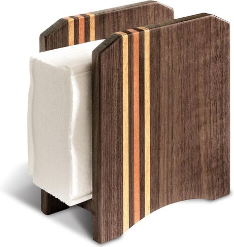 حامل مناديل خشبي للطاولة - حامل مناديل المزرعة للمناديل الورقية، موزع مناديل خشب الجوز للمنزل، حامل مناديل ريفي منتصب للمطبخ وغرفة الطعام والمطعم in Kuwait