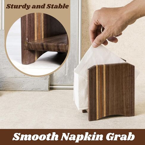 حامل مناديل خشبي للطاولة - حامل مناديل المزرعة للمناديل الورقية، موزع مناديل خشب الجوز للمنزل، حامل مناديل ريفي منتصب للمطبخ وغرفة الطعام والمطعم in Kuwait
