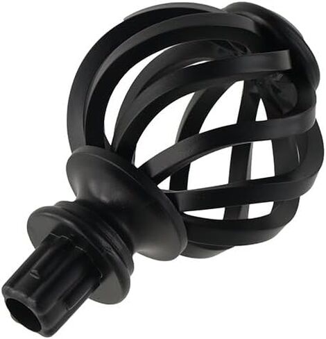 2Pcs Plastic Round Curtain Rod Finials, Black Drapery Rods Ball End Window Treatment Finials of Spiral Cage Shape for Home Office 3/4 Inch Curtain Rod in Saudi Arabia