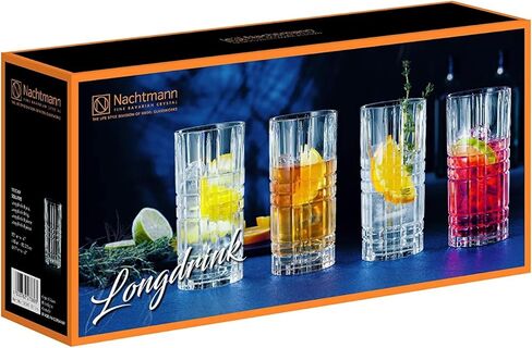 مجموعة Nachtmann Square Collection Crystal 6 بوصة، مجموعة من 4 قطع، زجاج شفاف، للكوكتيلات أو المشروبات غير الكحولية، سعة 15 أونصة، آمنة للاستخدام في غسالة الأطباق in Kuwait