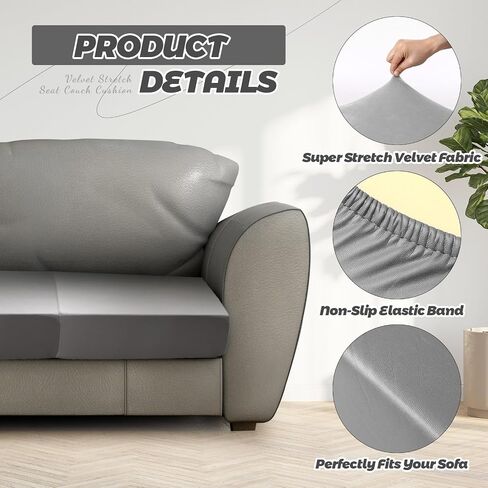 Newwiee 8 Pcs Leather Couch Cushion Covers Stretch Sofa Cushion Covers for Outdoor Patio Waterproof Couch Slipcovers Replacement Leather Individual Elastic Chair Seat Cover Furniture Protector(Black) in Saudi Arabia