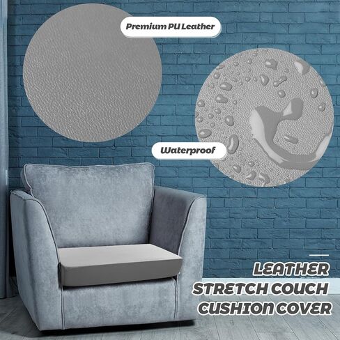 Newwiee 8 Pcs Leather Couch Cushion Covers Stretch Sofa Cushion Covers for Outdoor Patio Waterproof Couch Slipcovers Replacement Leather Individual Elastic Chair Seat Cover Furniture Protector(Black) in Saudi Arabia
