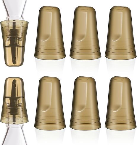 6 Pieces Chengu Pour Spout Covers Translucent Liquor Pourer Covers Universal Bottle Pour Dispenser Liquor Bottle Covers Liquor Bottle Covers Bottle Cover Dust for Home Kitchen Supplies (Champagne) in Saudi Arabia