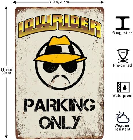 Lowrider Parking Only Metal Signs Vintage Wall Decor for Home Homies Bar Room Man Cave Garage Retro Tin Plaque 12"x8" Inch in Saudi Arabia