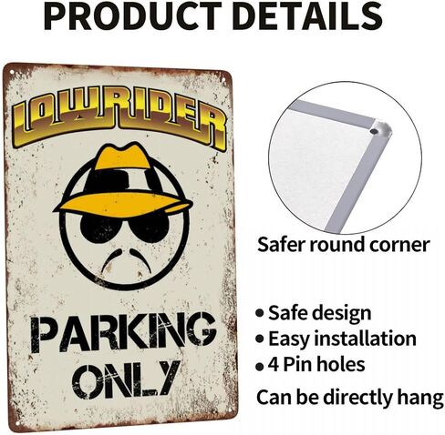 Lowrider Parking Only Metal Signs Vintage Wall Decor for Home Homies Bar Room Man Cave Garage Retro Tin Plaque 12"x8" Inch in Saudi Arabia