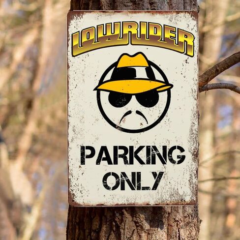 Lowrider Parking Only Metal Signs Vintage Wall Decor for Home Homies Bar Room Man Cave Garage Retro Tin Plaque 12"x8" Inch in Saudi Arabia