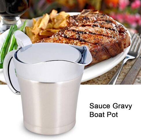 450ML 304 Stainless Steel Thermal Sauce Pot Double Wall Insulated Gravy Boat Pot Serving Jug Bucket for Juice Tomato Sauce Kitchen Supplies in Saudi Arabia