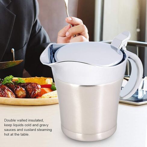 450ML 304 Stainless Steel Thermal Sauce Pot Double Wall Insulated Gravy Boat Pot Serving Jug Bucket for Juice Tomato Sauce Kitchen Supplies in Saudi Arabia