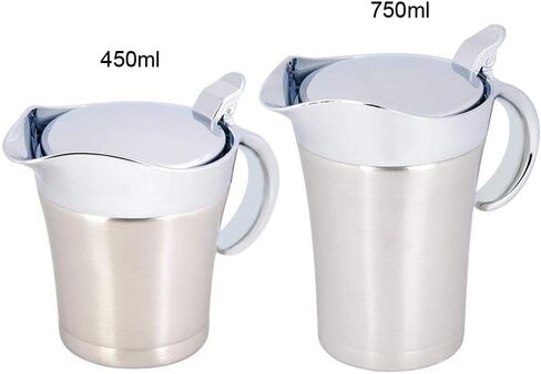 450ML 304 Stainless Steel Thermal Sauce Pot Double Wall Insulated Gravy Boat Pot Serving Jug Bucket for Juice Tomato Sauce Kitchen Supplies in Saudi Arabia