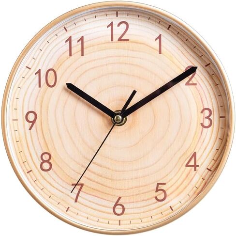 Round Wall Clock Silent& Non-Ticking Retro Wall Clock Operated for Living Room Bedroom Kitchen Children Room Wooden Grain Clock face (8in/20cm) in Saudi Arabia