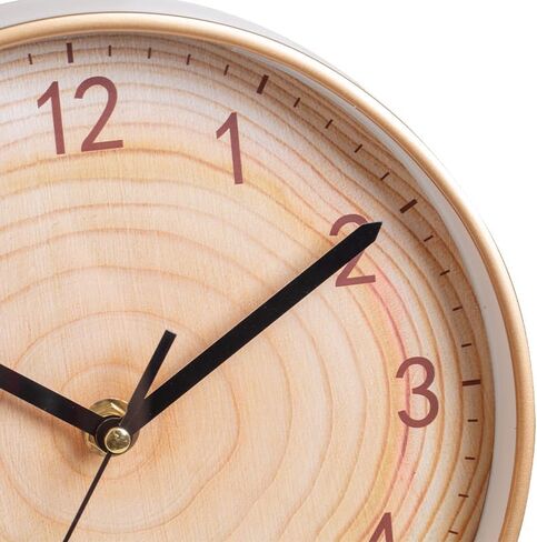 Round Wall Clock Silent& Non-Ticking Retro Wall Clock Operated for Living Room Bedroom Kitchen Children Room Wooden Grain Clock face (8in/20cm) in Saudi Arabia