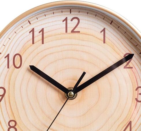 Round Wall Clock Silent& Non-Ticking Retro Wall Clock Operated for Living Room Bedroom Kitchen Children Room Wooden Grain Clock face (8in/20cm) in Saudi Arabia