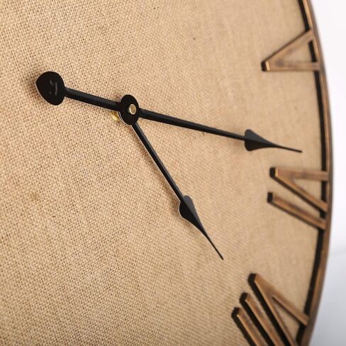 Large Vintage Silent Wall Clock, Rustic Burlap Metal, Battery Operated, 24 inch in Saudi Arabia
