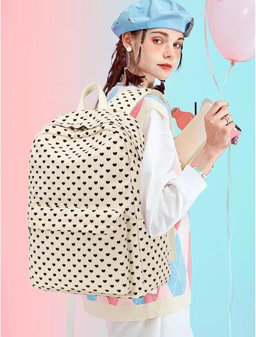 Octsky Backpack for Girls Teen Corduroy Bookbags Elementary Middle High School Bag Women Travel Daypacks Beige/Black in Kuwait
