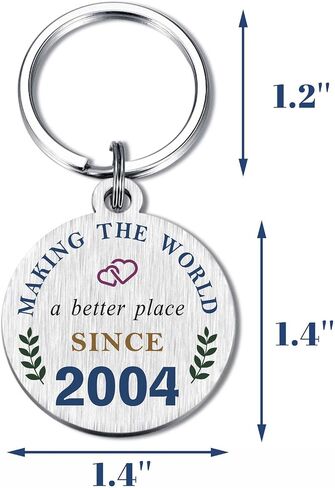 DGXMD Happy 20th Birthday Gifts - Born in 2004 Birthday Keychain - 20 Year Old Men Women Birthday Gifts - 2004 Birthday Present in Saudi Arabia