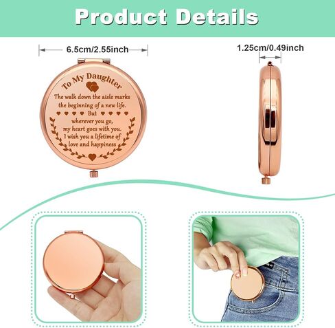 Daughter Gift from Mom Compact Makeup Mirror for Bonus Daughter Birthday Gifts for Daughter Inspirational Gifts for Daughter Graduation Gifts for Her Folding Makeup Mirror Christmas Wedding Gifts in Saudi Arabia