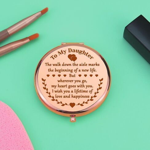 Daughter Gift from Mom Compact Makeup Mirror for Bonus Daughter Birthday Gifts for Daughter Inspirational Gifts for Daughter Graduation Gifts for Her Folding Makeup Mirror Christmas Wedding Gifts in Saudi Arabia