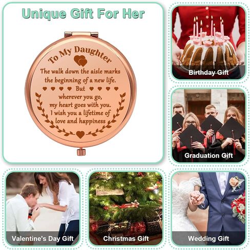 Daughter Gift from Mom Compact Makeup Mirror for Bonus Daughter Birthday Gifts for Daughter Inspirational Gifts for Daughter Graduation Gifts for Her Folding Makeup Mirror Christmas Wedding Gifts in Saudi Arabia