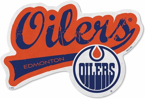 Rico Industries NHL Hockey Edmonton Oilers Distressed Shape Cut Pennant - Home and Living Room Décor - Soft Felt EZ to Hang in Saudi Arabia