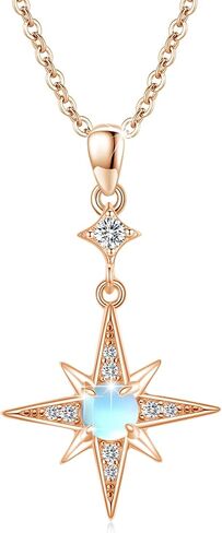 Star Necklace for Women Girls 925 Sterling Silver Star Moonstone Pendant Necklace Infinity/Round Spin Star Necklace Star Jewelry Gifts for Women Girls in Saudi Arabia