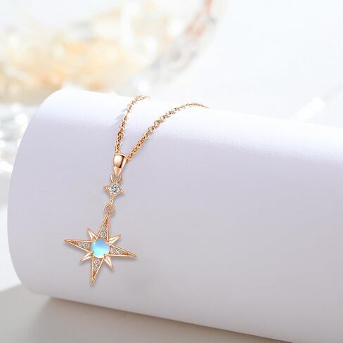 Star Necklace for Women Girls 925 Sterling Silver Star Moonstone Pendant Necklace Infinity/Round Spin Star Necklace Star Jewelry Gifts for Women Girls in Saudi Arabia