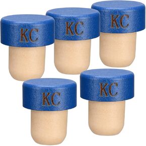 T-Shaped Wine Stoppers - Reusable Corks for Wine Bottles, Champagne, Beer Bottle Caps for Home, Bars, Restaurants - Fits Most Wine Bottles, Made from Food-Safe Wood & Silicone - Blue, Pack