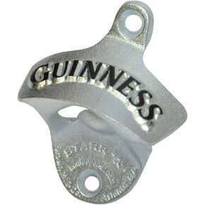 Guinness Wall Mounted Bottle Opener - Metal Bottle Cap Remover for Bar or Kitchen (Black)