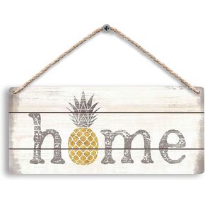 Home Sign Pineapple Hanging Wooden Signs 12x6, Vintage Pineapple Decor for Home Kitchen Living Room Bedroom, Pineapple Wall Decor, Pineapple Lovers Home Decor Gifts for Women Men