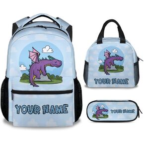 Kid Backpack for Girls - 17 Inch Light Yellow Durable Dragon Bookbag for School, Travel and Camp - Aesthetic School Backpack with Large Capacity, lightweight