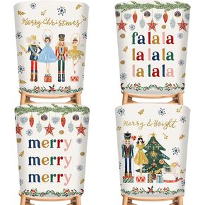 4Pcs Nutcracker Chair Covers Christmas Watercolor Nutcracker Dining Chair Slipcovers Xmas Cartoon Removable Seat Protector Covers for Party Home Kitchen Decor
