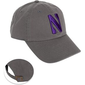 Desert Cactus Northwestern University Baseball Hat NU Wildcats Brimmed Embroirderd Hats Cap Adjustable Cloth Strap Adult (Style B) Gray