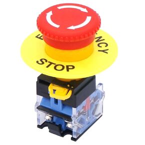 Taiss / 22mm 2 NC Red Mushroom Latching Emergency Stop Push Button Switch 10A 440V LA38A-02ZS