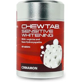 Chewtab Sensitive Whitening Toothpaste Tablets with L-arginine and Nanohydroxyapatite, 60 Count, Cinnamon Flavor