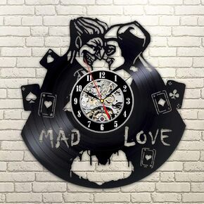 Vinyl Record Wall Clock 12 Inch Mad Love DC Comics Art Joker and Harley