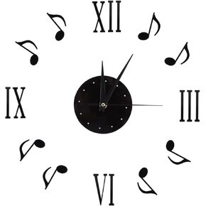 TOPINCN Wall Clocks Sticker Musical Note 3D Musical Notes and Roman Numerals Record Modern Interior Design Home Decor 30-60CM