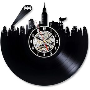 Batman LP Clock DC Comics Retro Vinyl Record Clock Batman Decals Gift Idea Batman Wall Clock Large Decorations for Party Batman Wall Art Vintage Wall Clock DC Comics Art