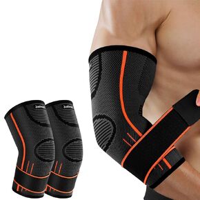 Elbow Brace for Tendonitis and Tennis Elbow(1 Pair)-Elbow Compression Sleeve Support for Men & Women,Adjustable Strap for Weightlifting,Workout